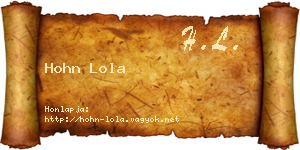 Hohn Lola névjegykártya